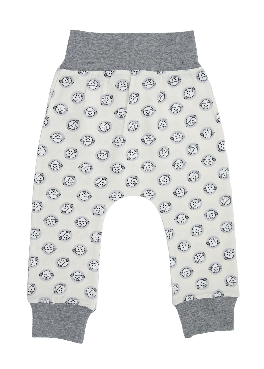 Organik Pamuk Kuzu Baskılı Gri Unisex Bebek Alt