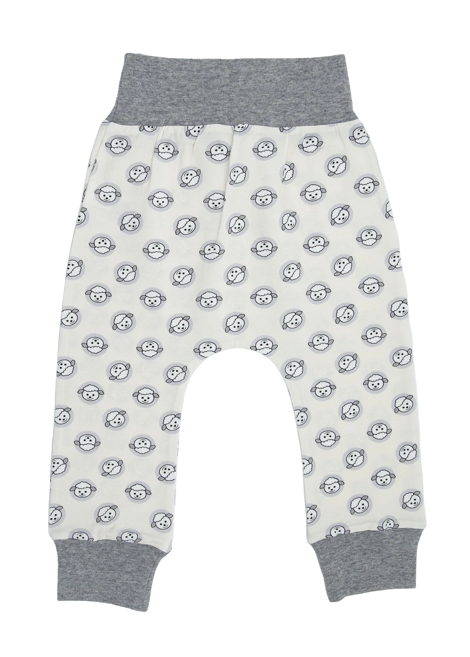 Organik Pamuk Kuzu Baskılı Gri Unisex Bebek Alt