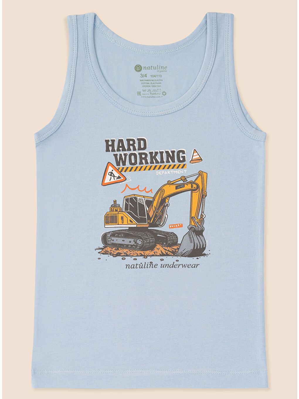 Natuline 3007 Organik Pamuklu Likralı Atlet Hard Working 3'lü Paket