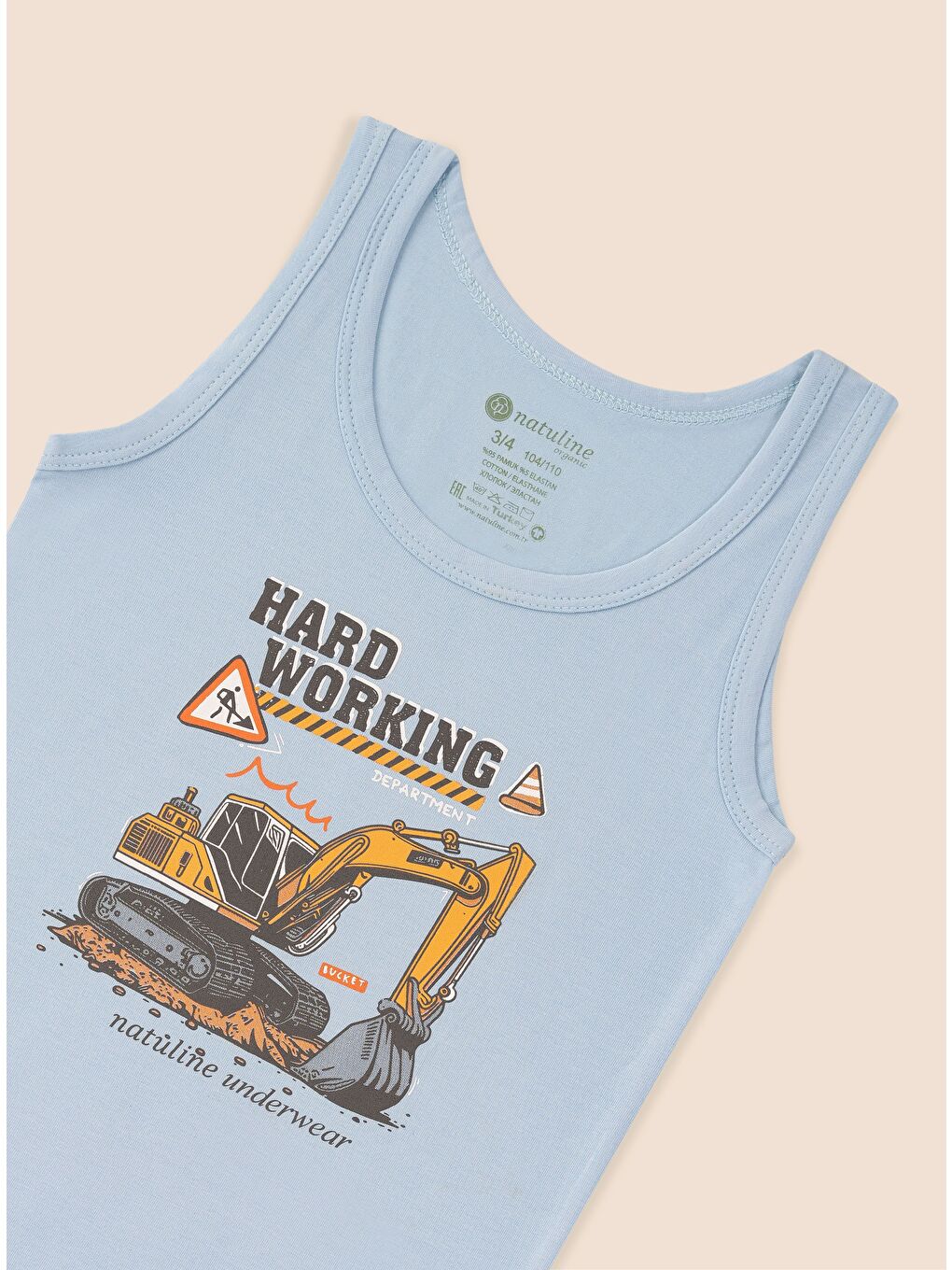 Natuline 3007 Organik Pamuklu Likralı Atlet Hard Working 3'lü Paket