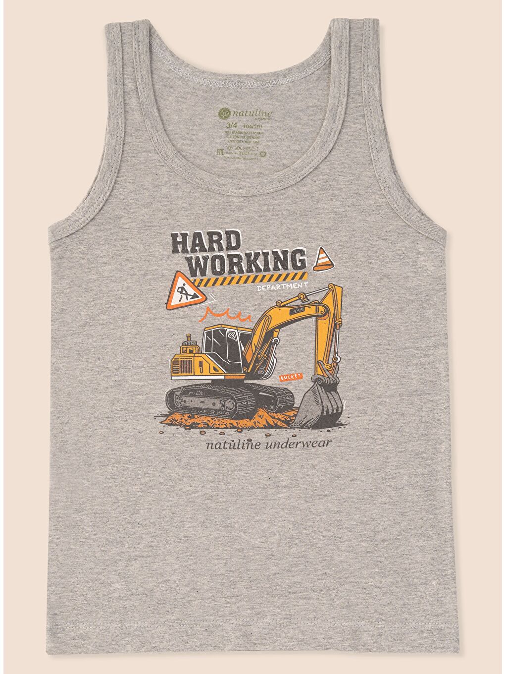 Natuline 3007 Organik Pamuklu Likralı Atlet Hard Working 3'lü Paket