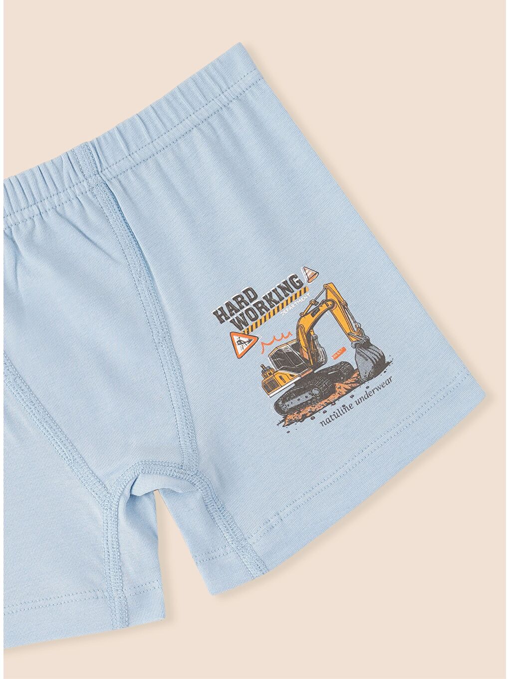 Natuline 3507 Organik Pamuklu Likralı Boxer Hard Working 3'lü Paket