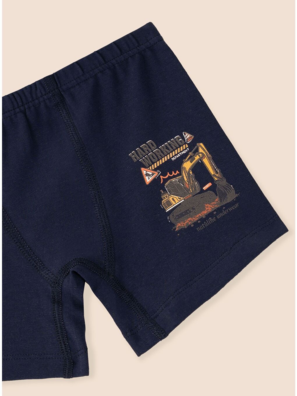 Natuline 3507 Organik Pamuklu Likralı Boxer Hard Working 3'lü Paket