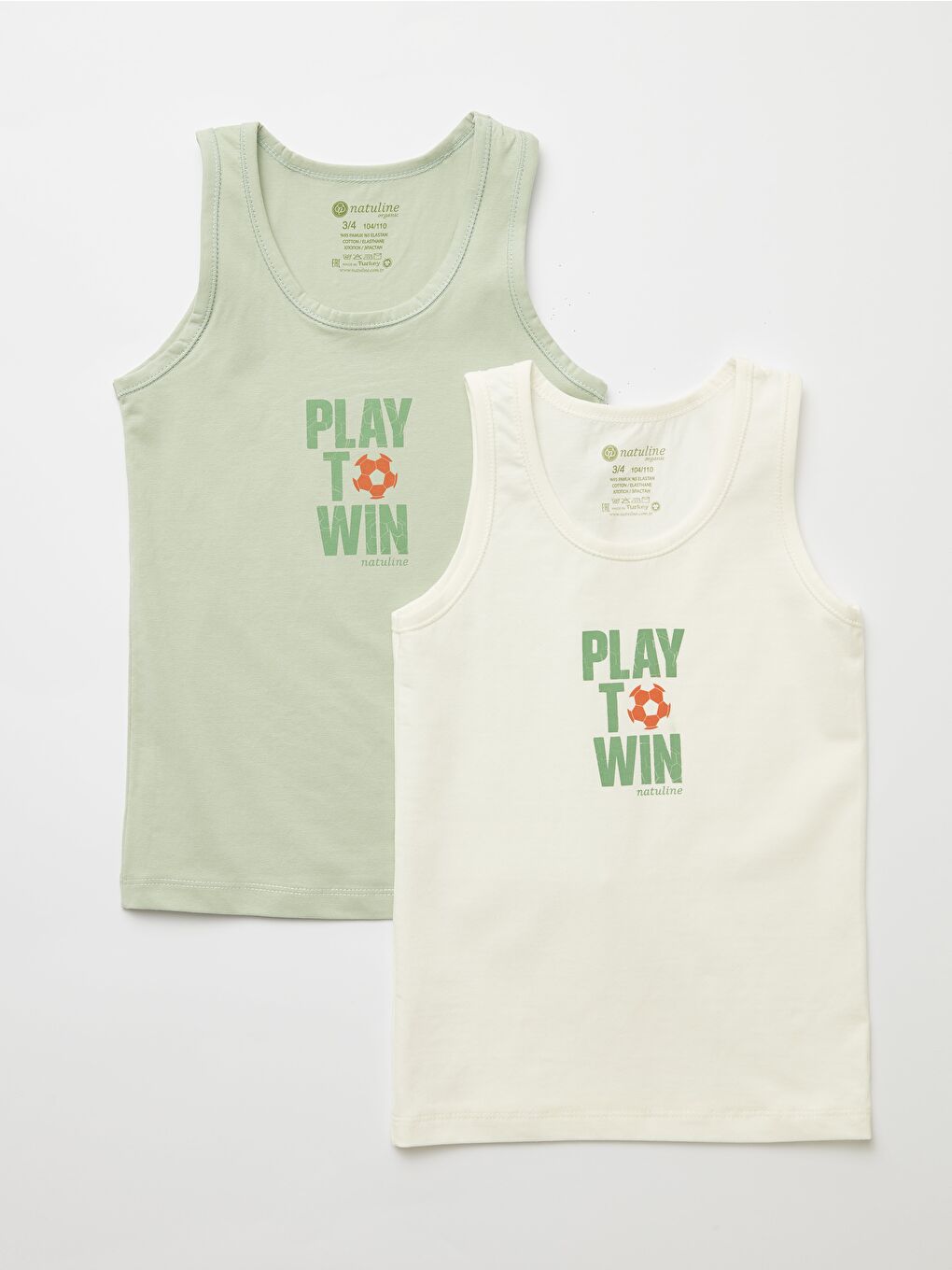 Natuline 3003 Organik Pamuklu Likralı Atlet Play To Win 2'li Paket