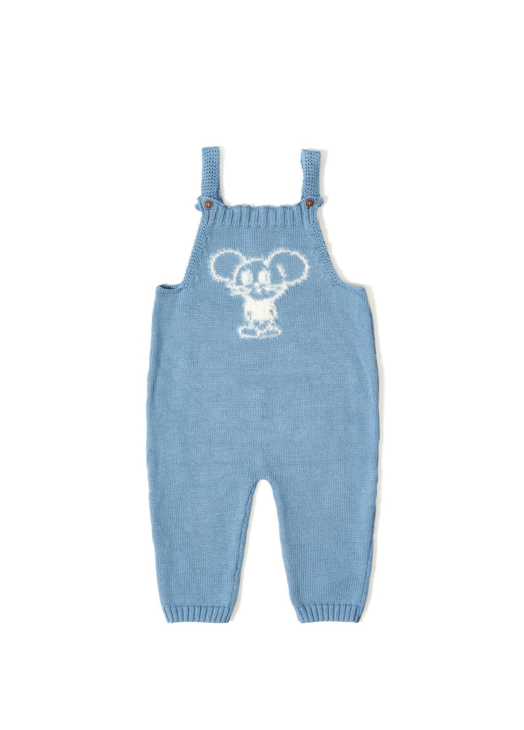 Organik Pamuk Kedi Desenli İndigo Triko 2’li Bebek Takımı | GOTS Sertifikalı Unisex Set