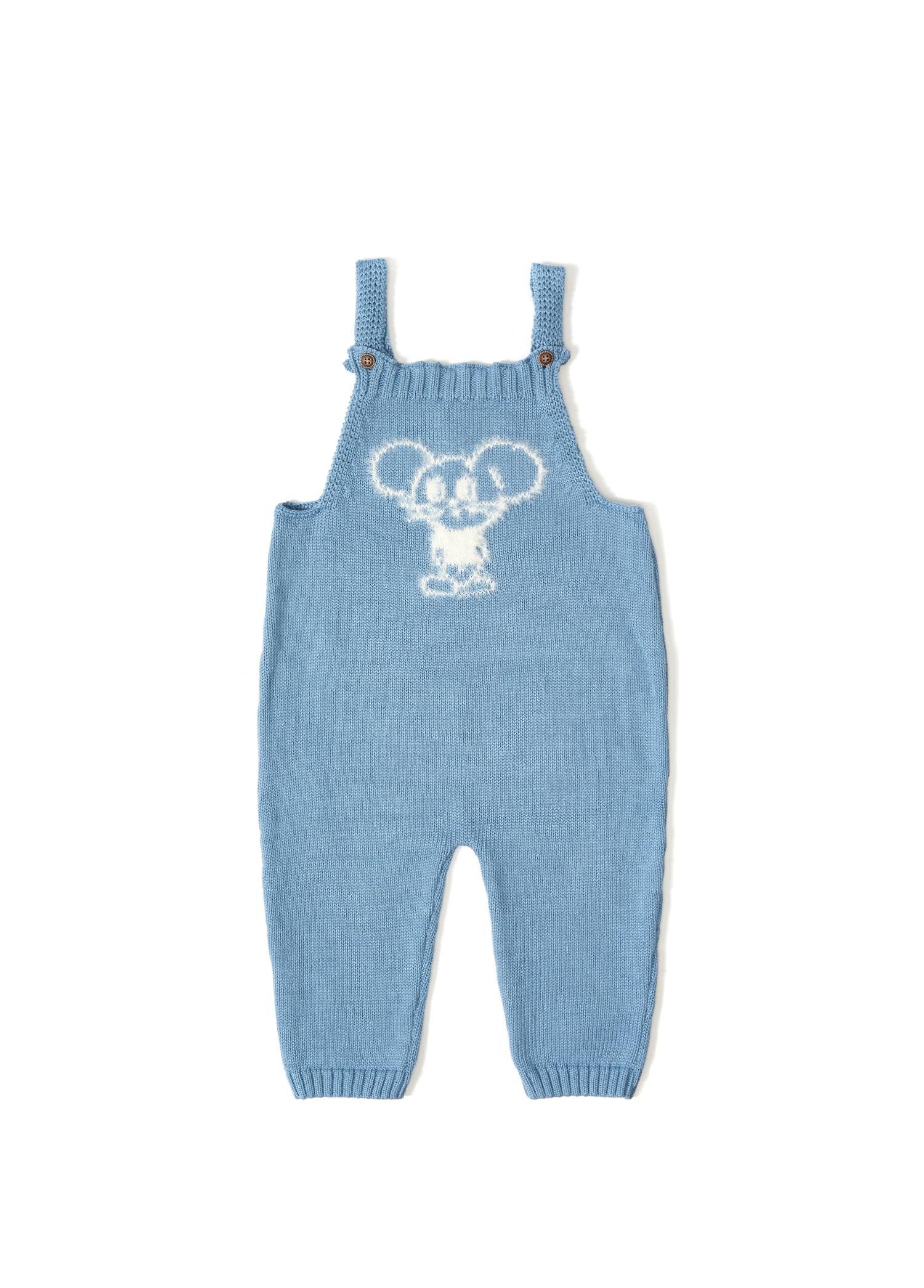 Organik Pamuk Kedi Desenli İndigo Triko 2’li Bebek Takımı | GOTS Sertifikalı Unisex Set