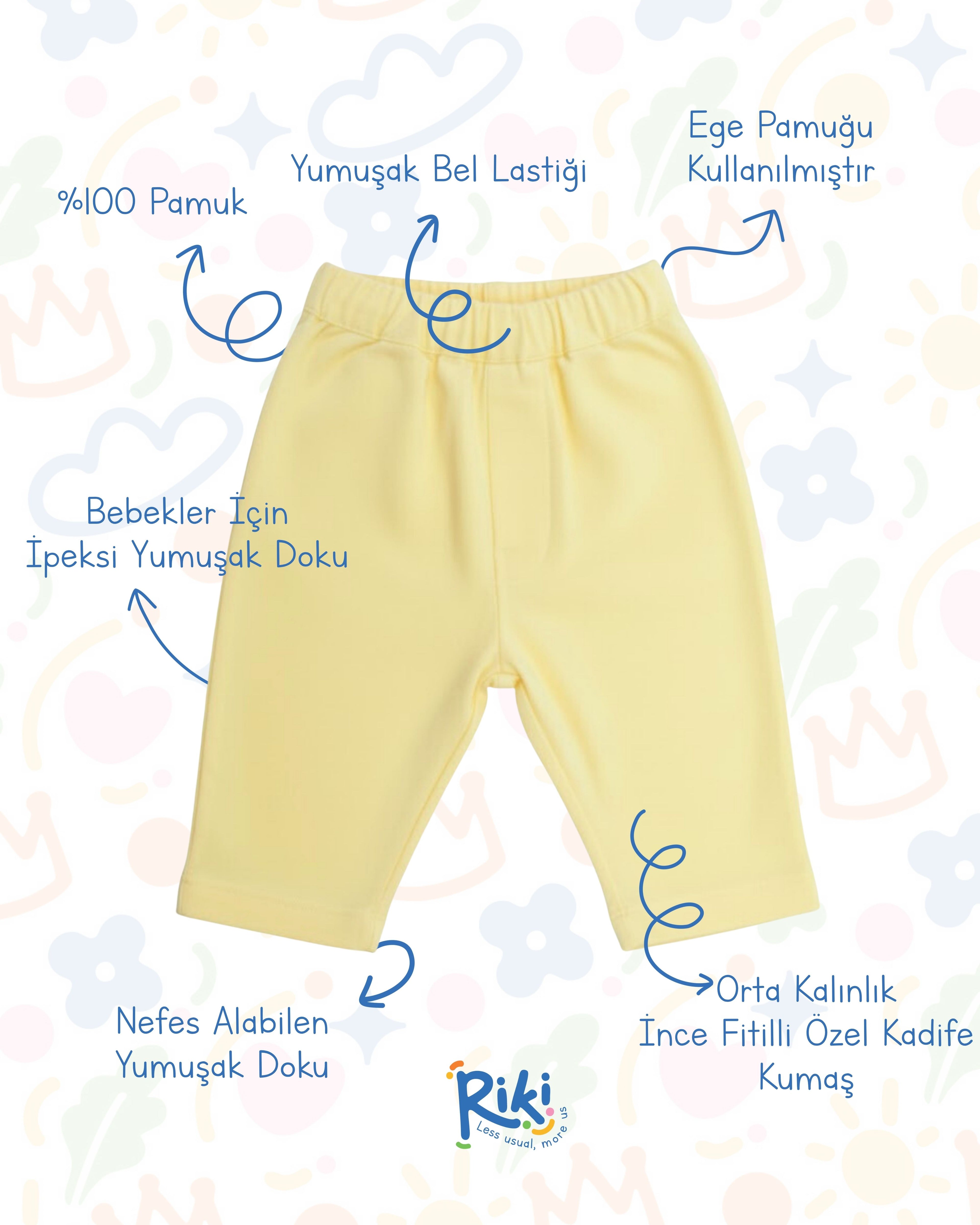 Crystal Baby İnce Fitilli Kadife Havuç Kesim Pantolon – Limon Sarısı