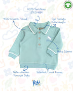 Crystal Baby Organik Pamuk Polo Yaka Uzun Kollu Üst – Eggshell Blue