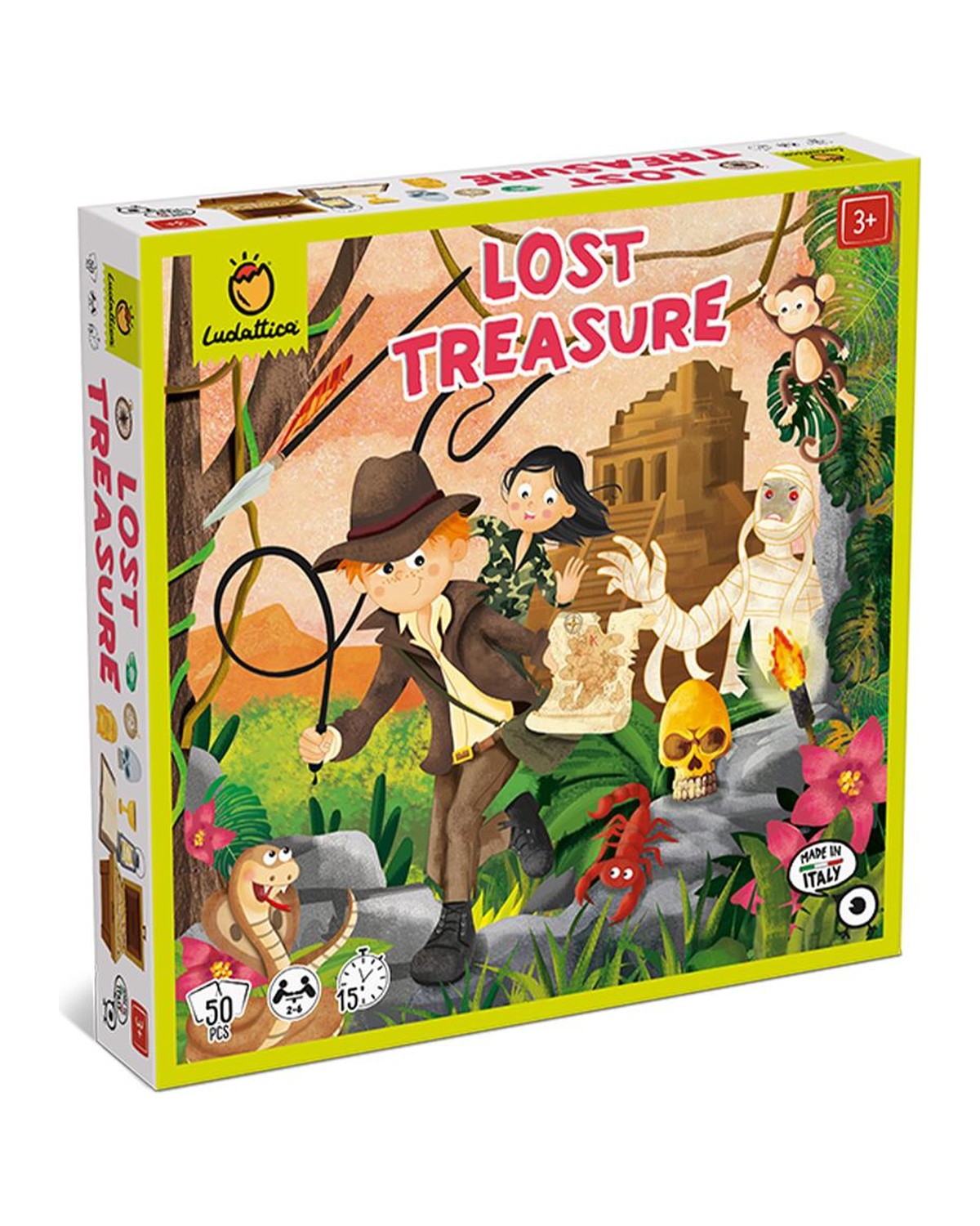 Ludattica Lost Treasure kutusu, ormanda hazine haritalı kaşif çocuklar ve mumya