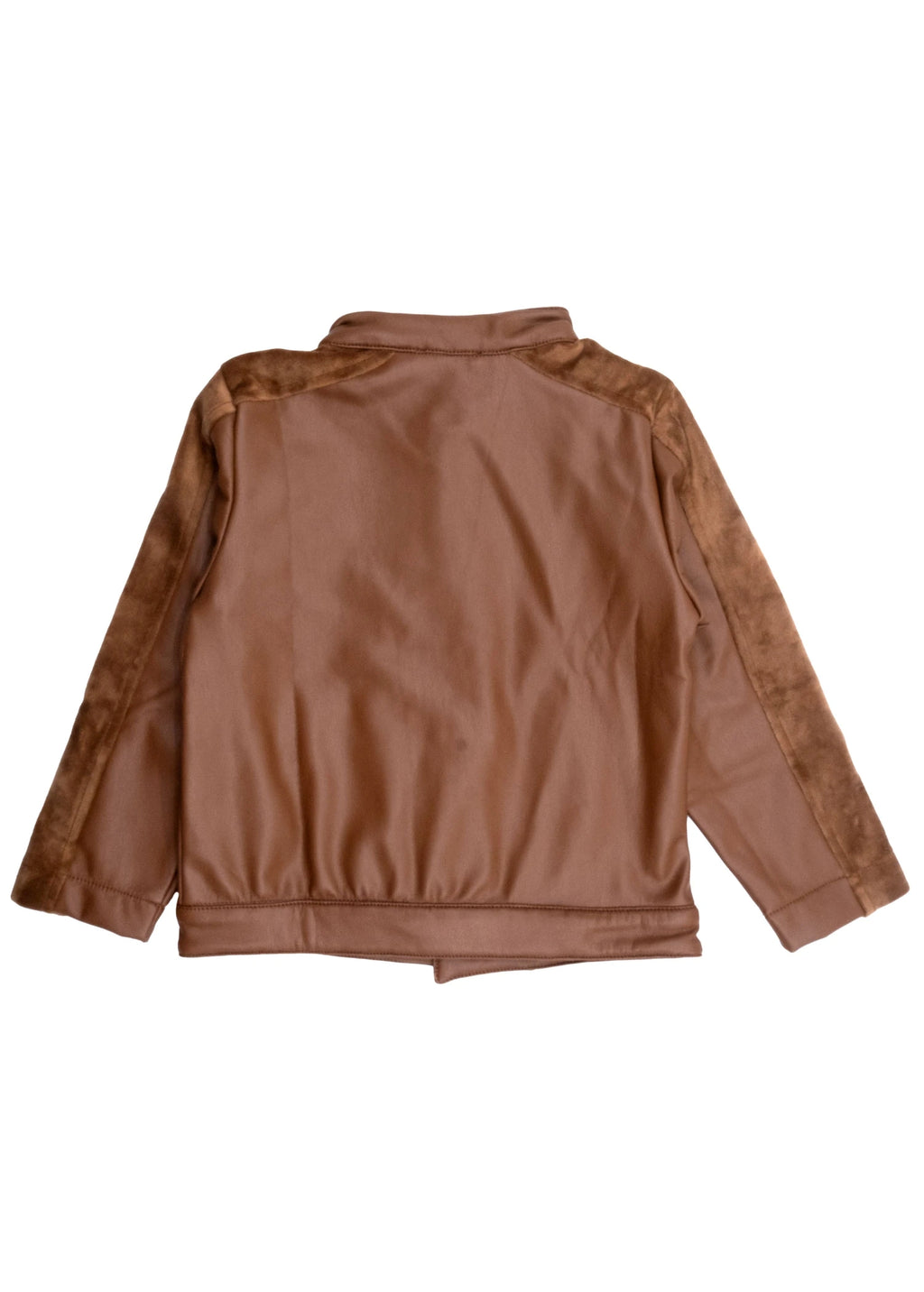 Karamel Suni Deri Kadife Detaylı Erkek Çocuk Mont | Kışlık Premium Model