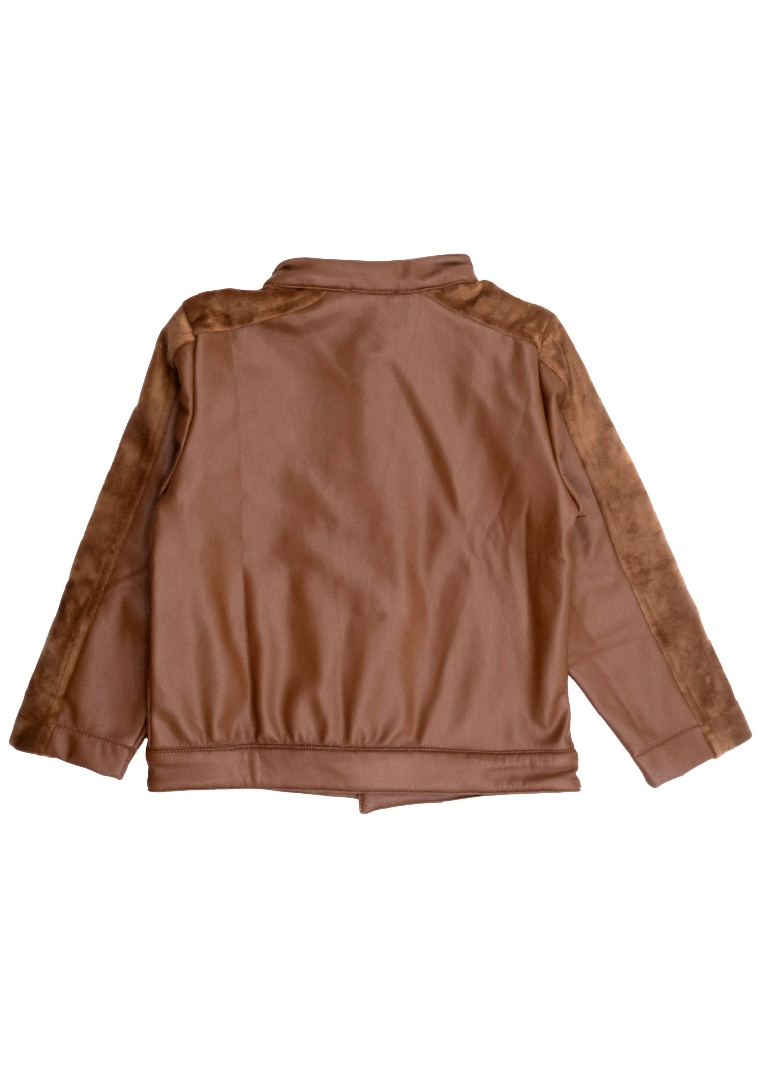 Karamel Suni Deri Kadife Detaylı Erkek Çocuk Mont | Kışlık Premium Model