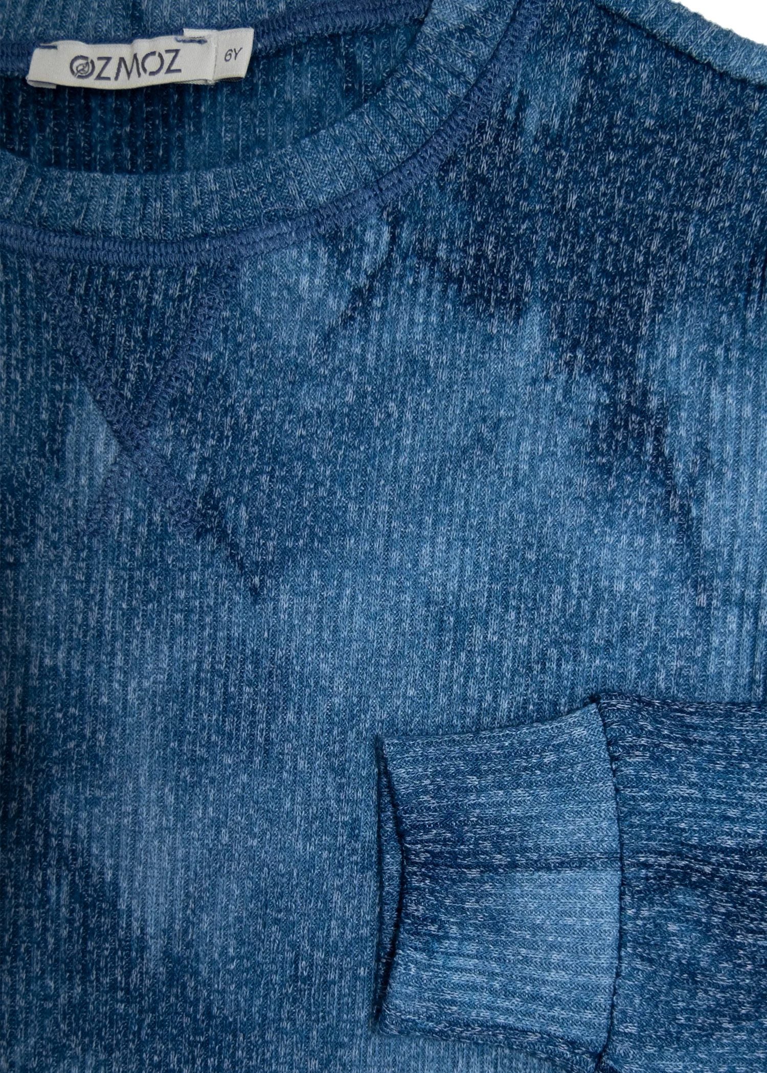 Yumuşacık Örme Baharlık Erkek Çocuk Pijama Takımı – İndigo Eskitme Desenli
