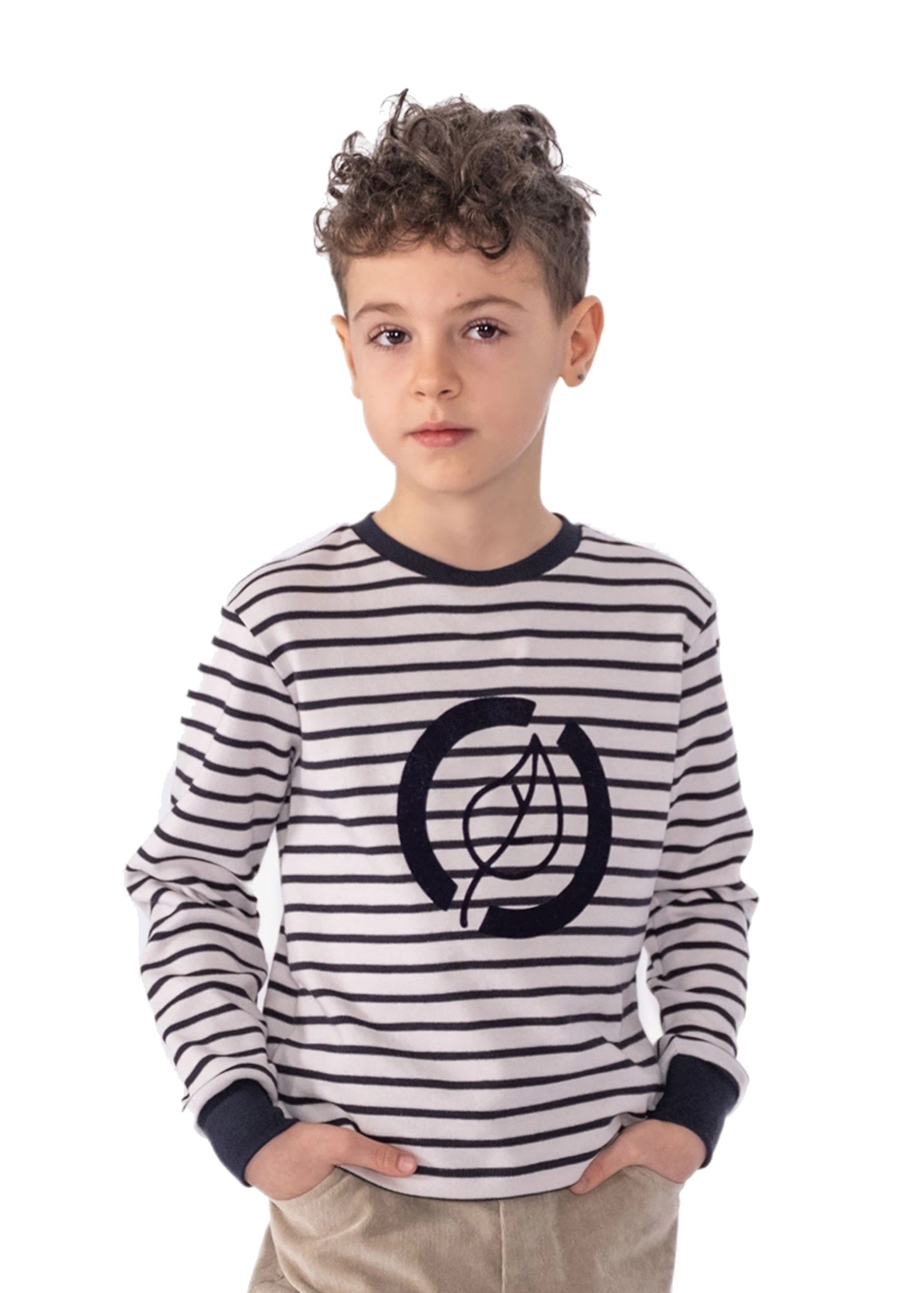 Organik Pamuk Lacivert Çizgili Erkek Çocuk Sweatshirt – Yumuşak Dokulu