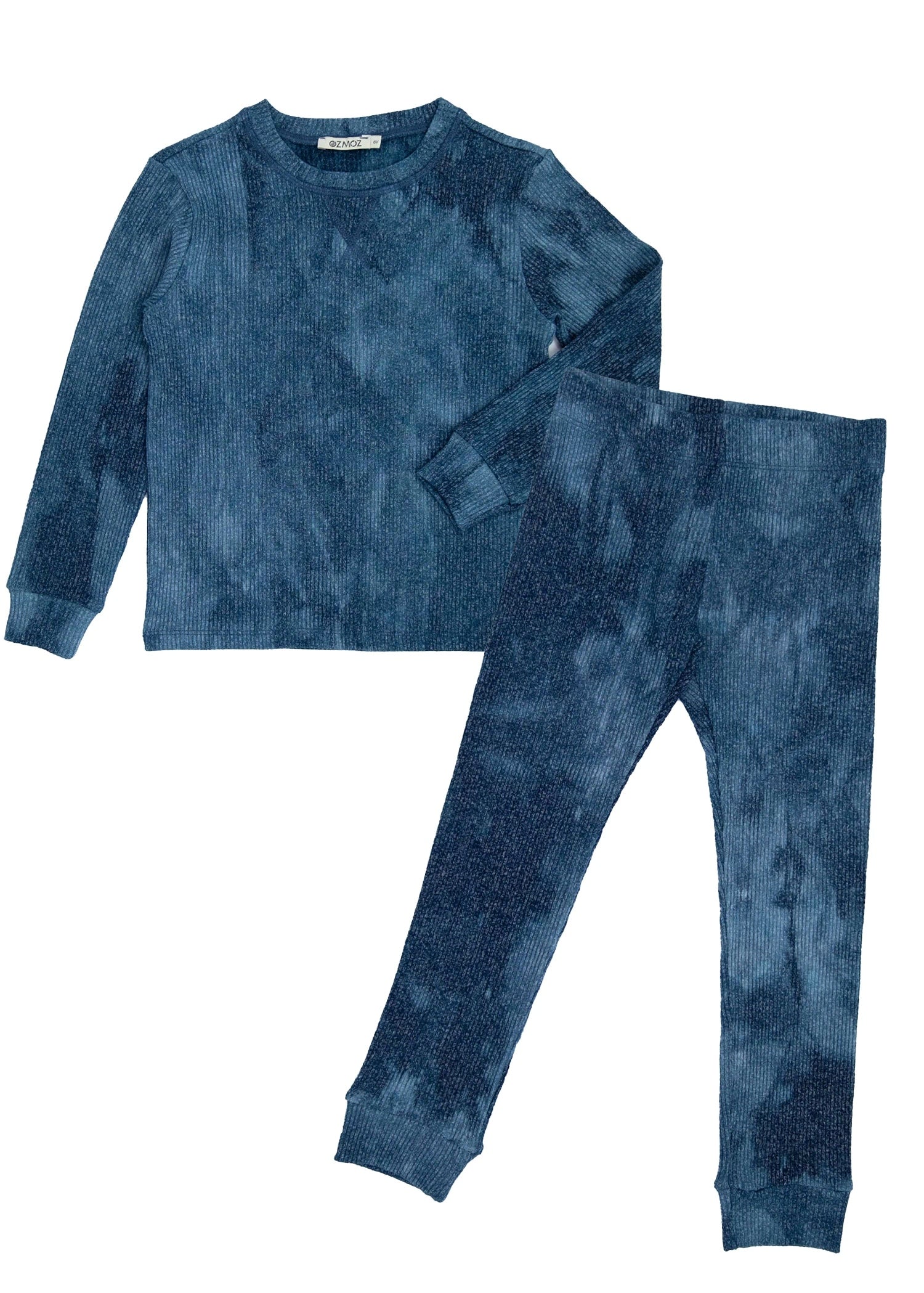 Yumuşacık Örme Baharlık Erkek Çocuk Pijama Takımı – İndigo Eskitme Desenli