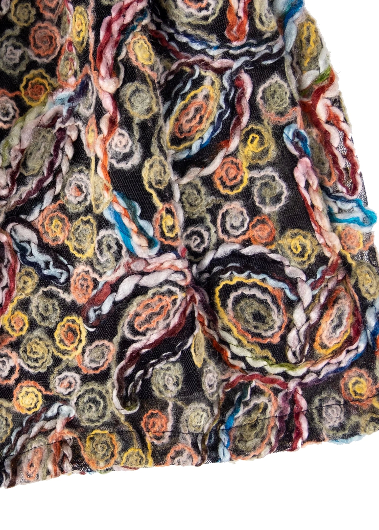 Eteği Yün İşlemeli Örme Kadife Kumaş Kışlık Kız Çocuk Elbise - Şapkalı