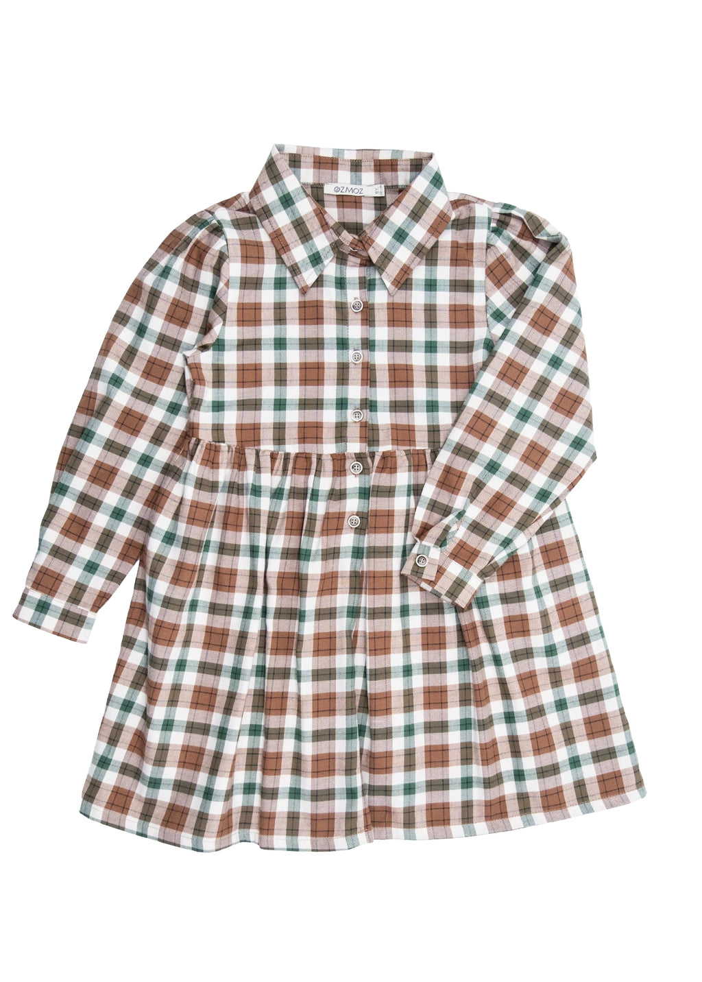 Organik Pamuk Ekose Kışlık Kız Çocuk Elbise