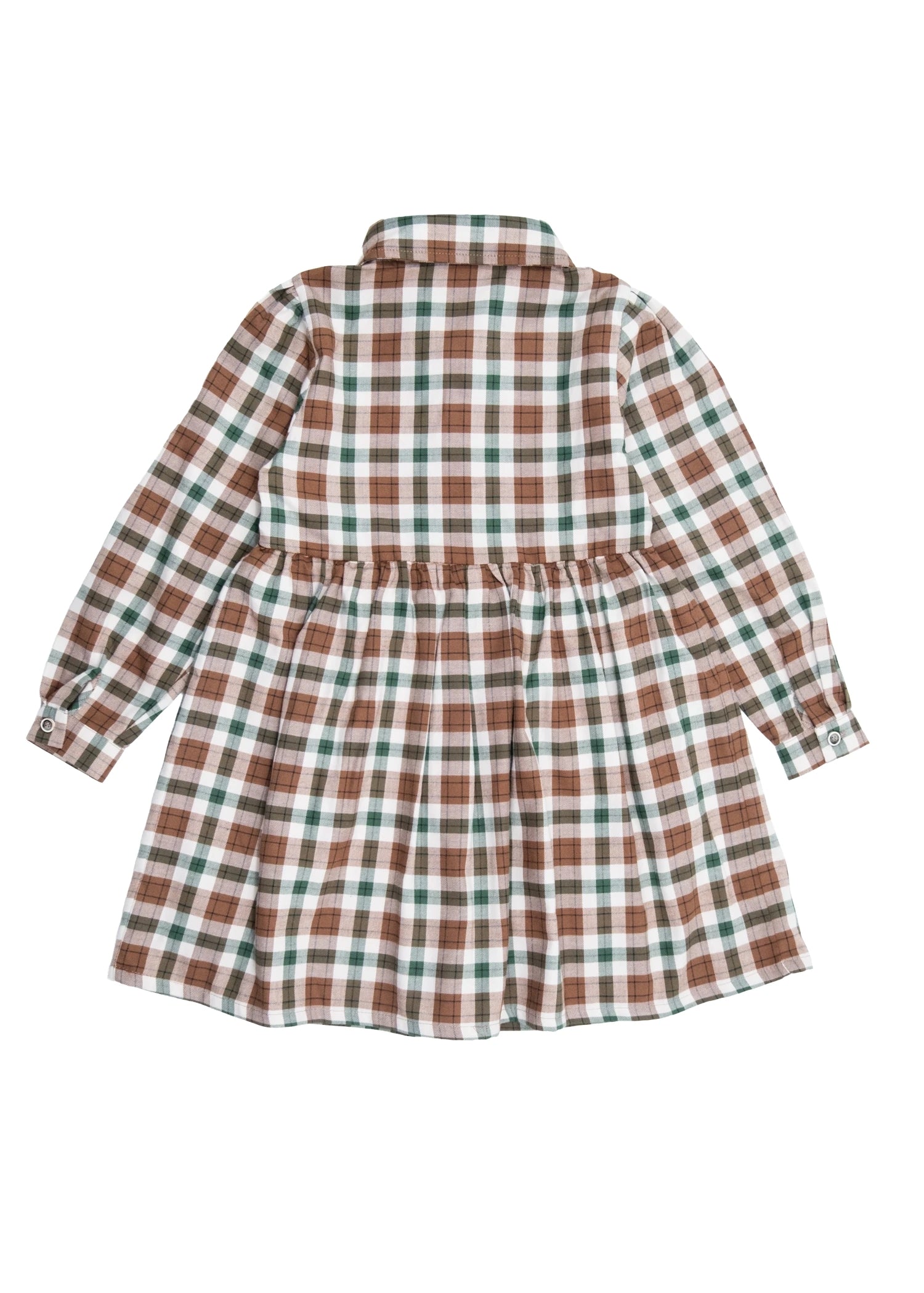 Organik Pamuk Ekose Kışlık Kız Çocuk Elbise