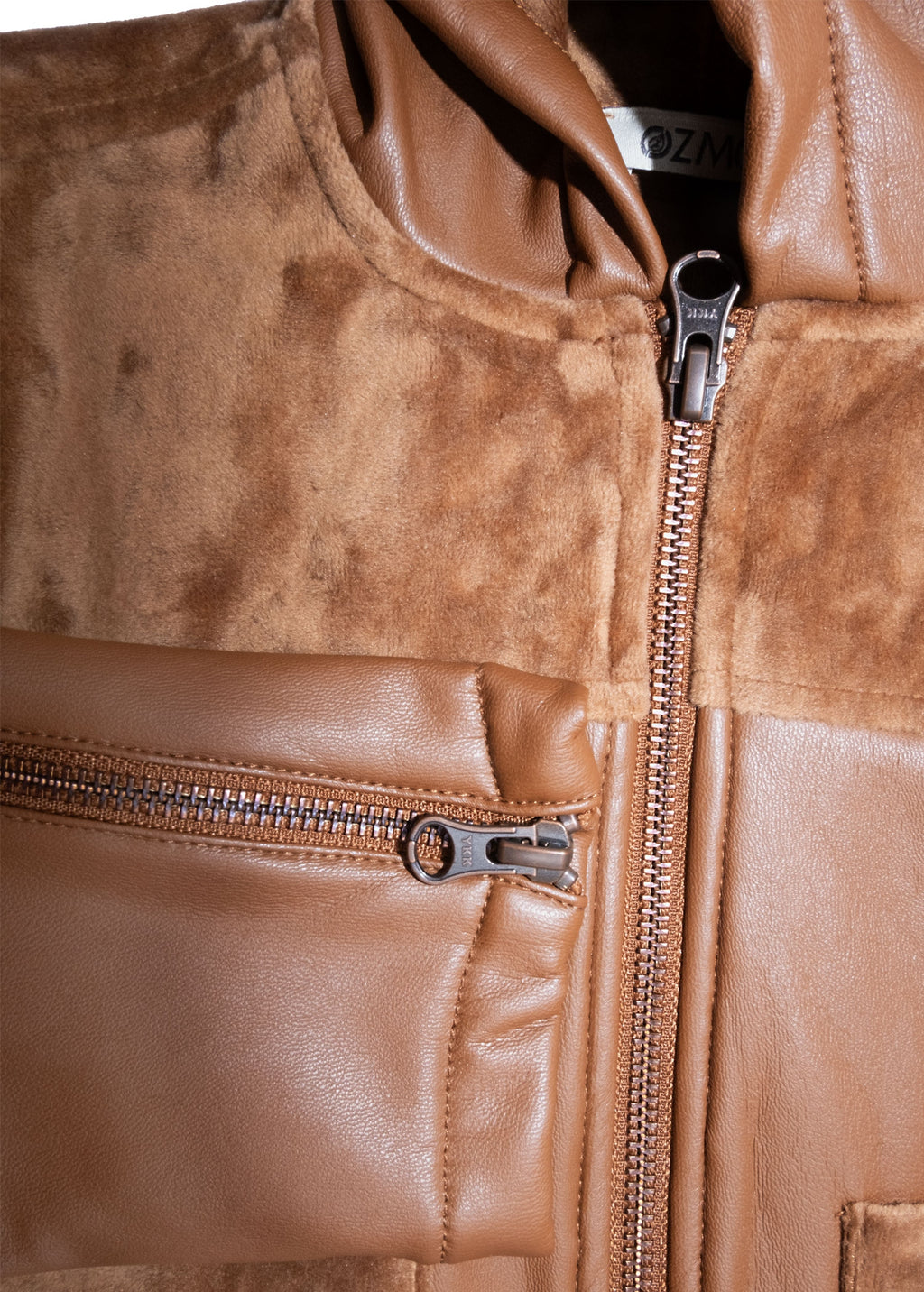 Karamel Suni Deri Kadife Detaylı Kapüşonlu Kız Çocuk Mont | Kışlık Premium Tasarım