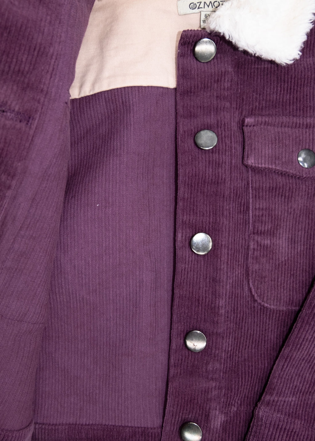 Fitilli Kadife Peluş Yaka Mor Kız Çocuk Mont | Kışlık Rahat Kesim