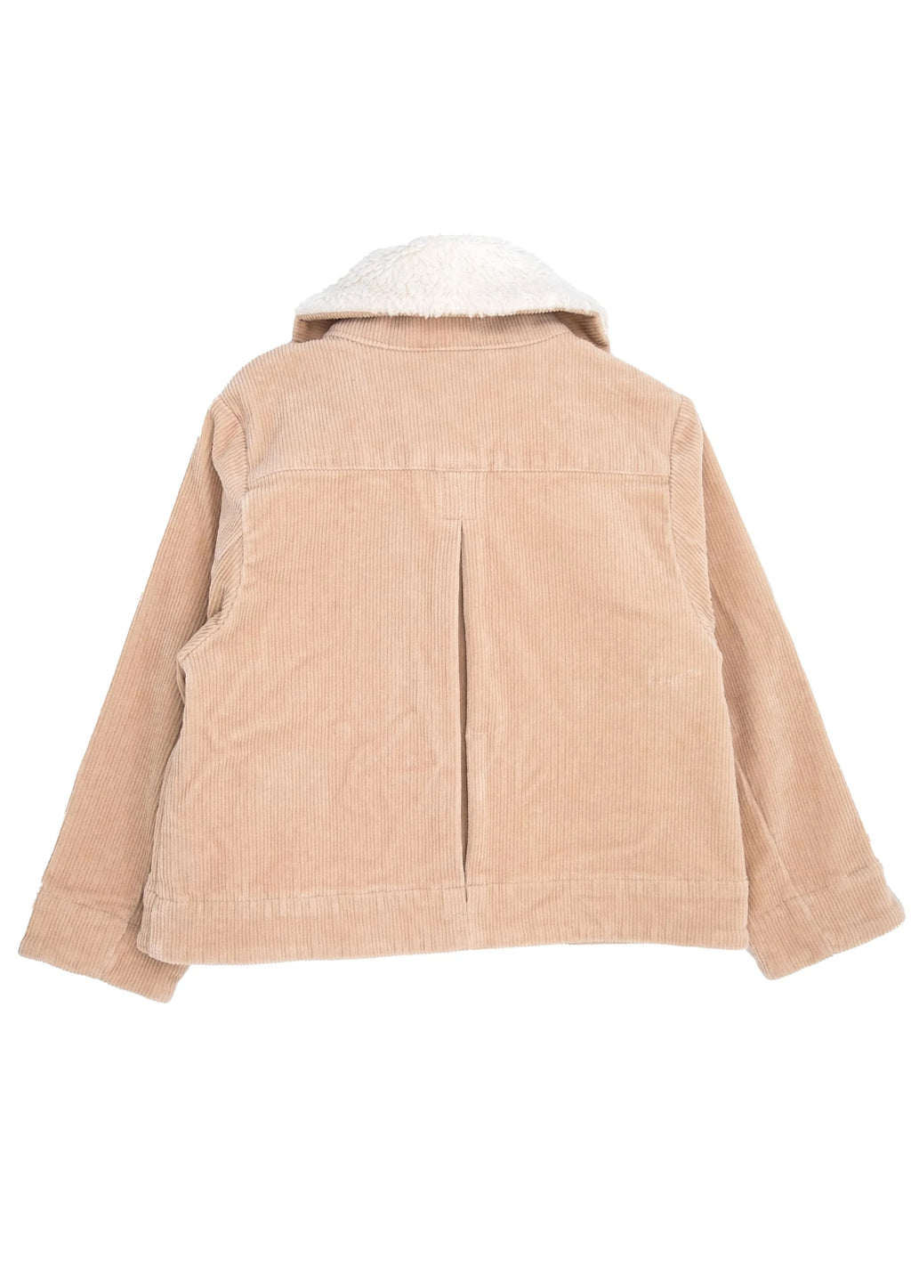 Fitilli Kadife Peluş Yaka Krem Kız Çocuk Mont