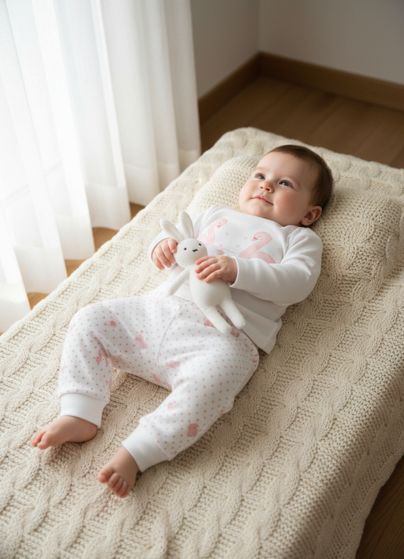 Organik Pamuk Pembe Swan 2’li Bebek Takımı