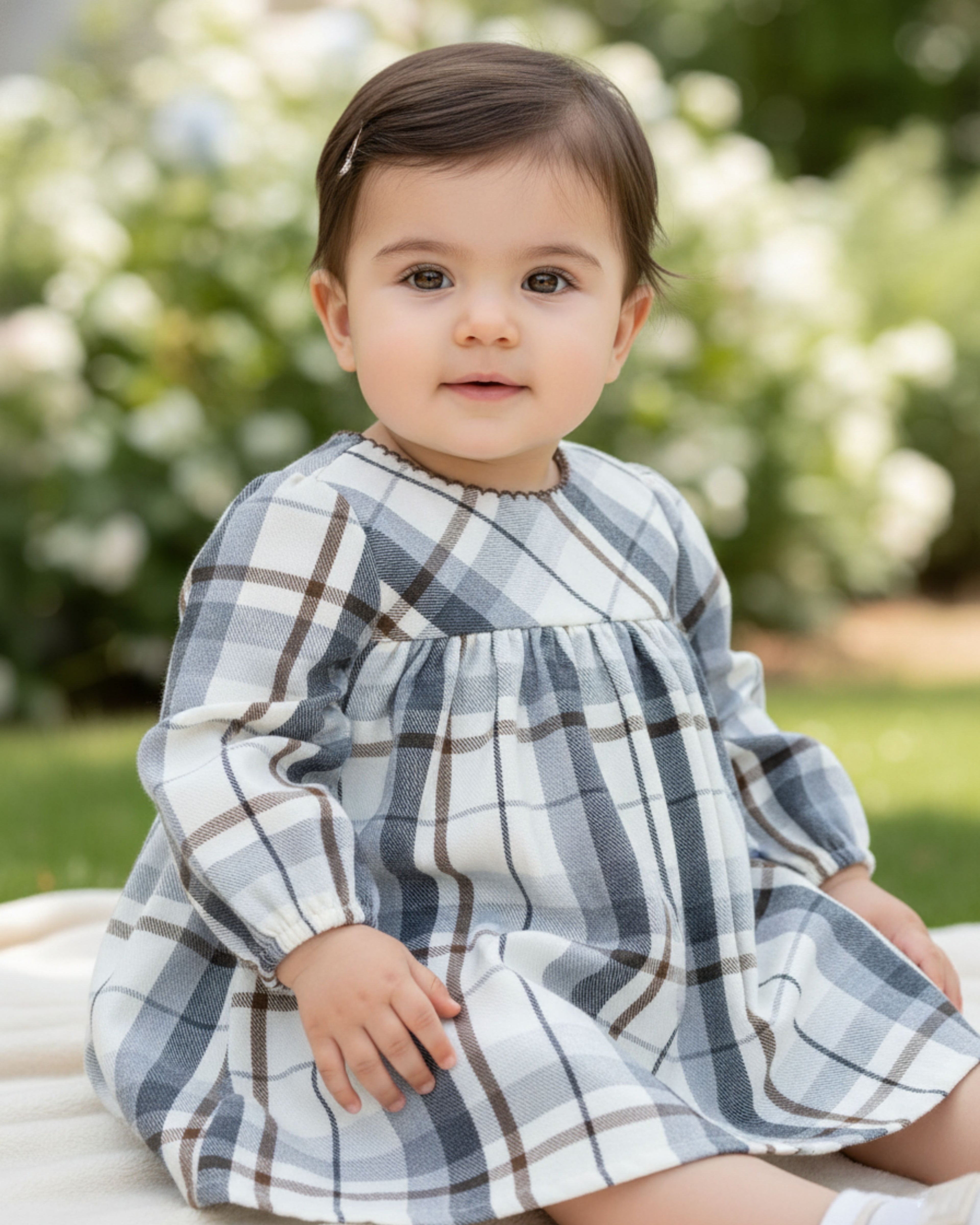 Ekose Robadan Kışlık Elbise – Uzun Kollu & Çıtçıt Kapamalı Rahat Kalıp