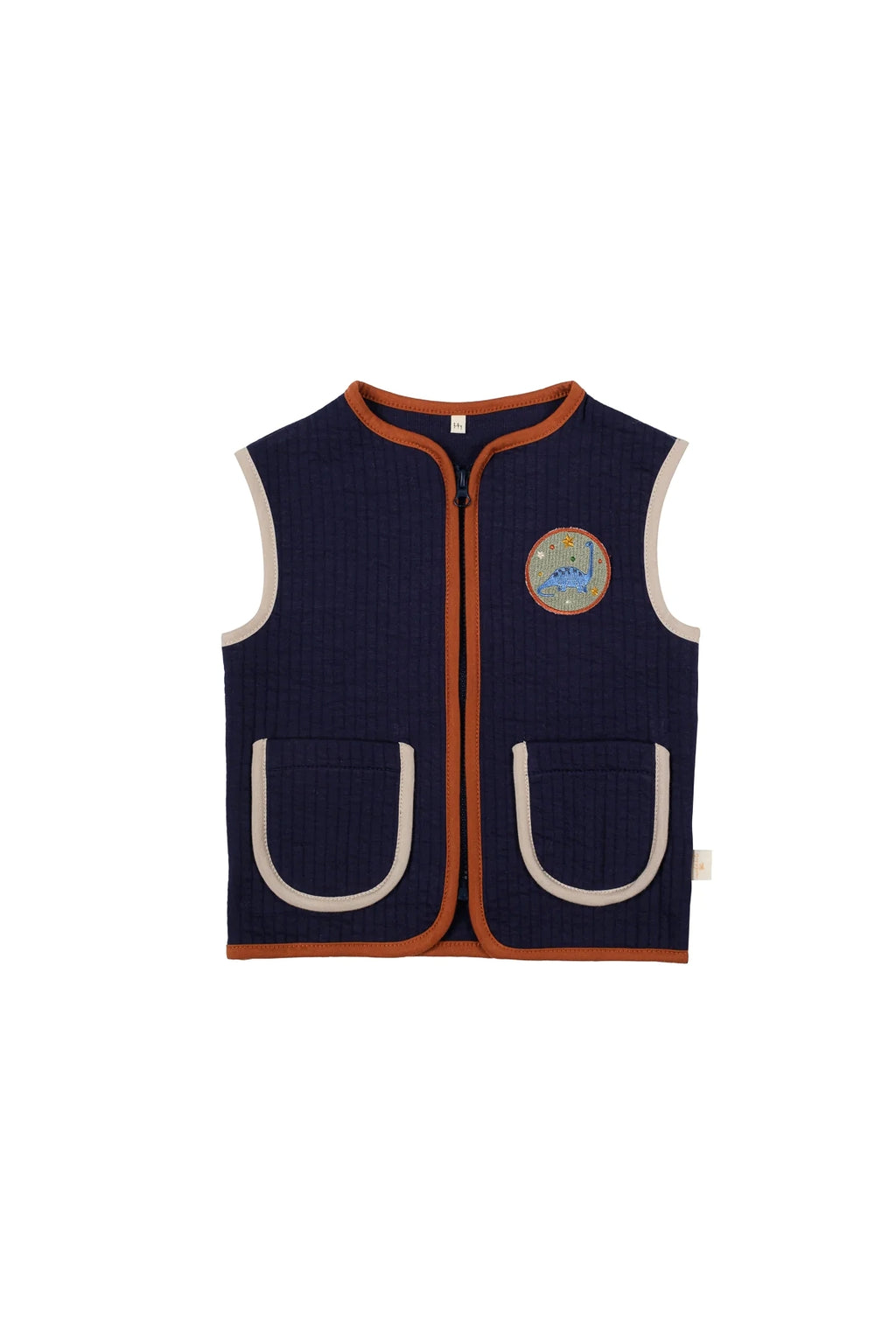 Miela Kids Lacivert Kontrast Biyeli Kapitone Yelek