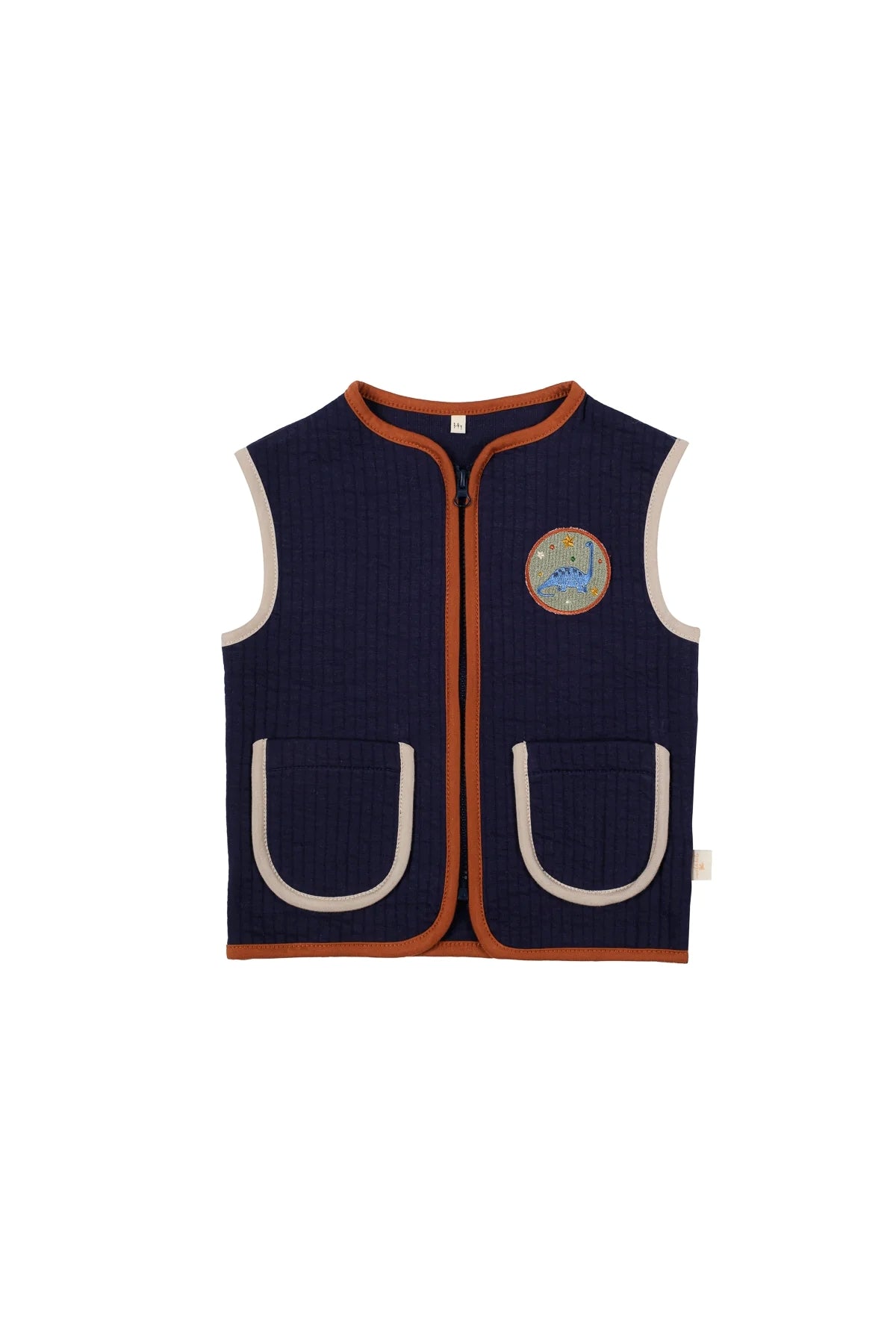 Miela Kids Lacivert Kontrast Biyeli Kapitone Yelek