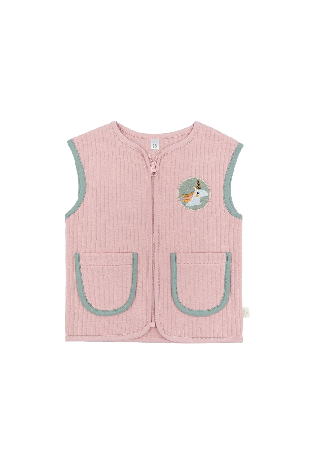 Miela Kids Açık Pembe Kontrast Biyeli Kapitone Yelek