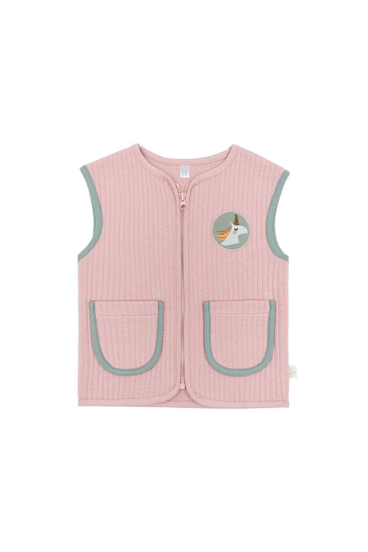 Miela Kids Açık Pembe Kontrast Biyeli Kapitone Yelek