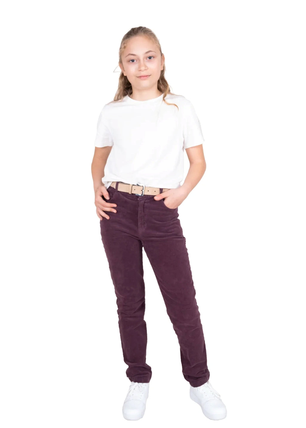 Fitilli Kadife Slim Kesim Mor Kışlık Unisex Çocuk Pantolon