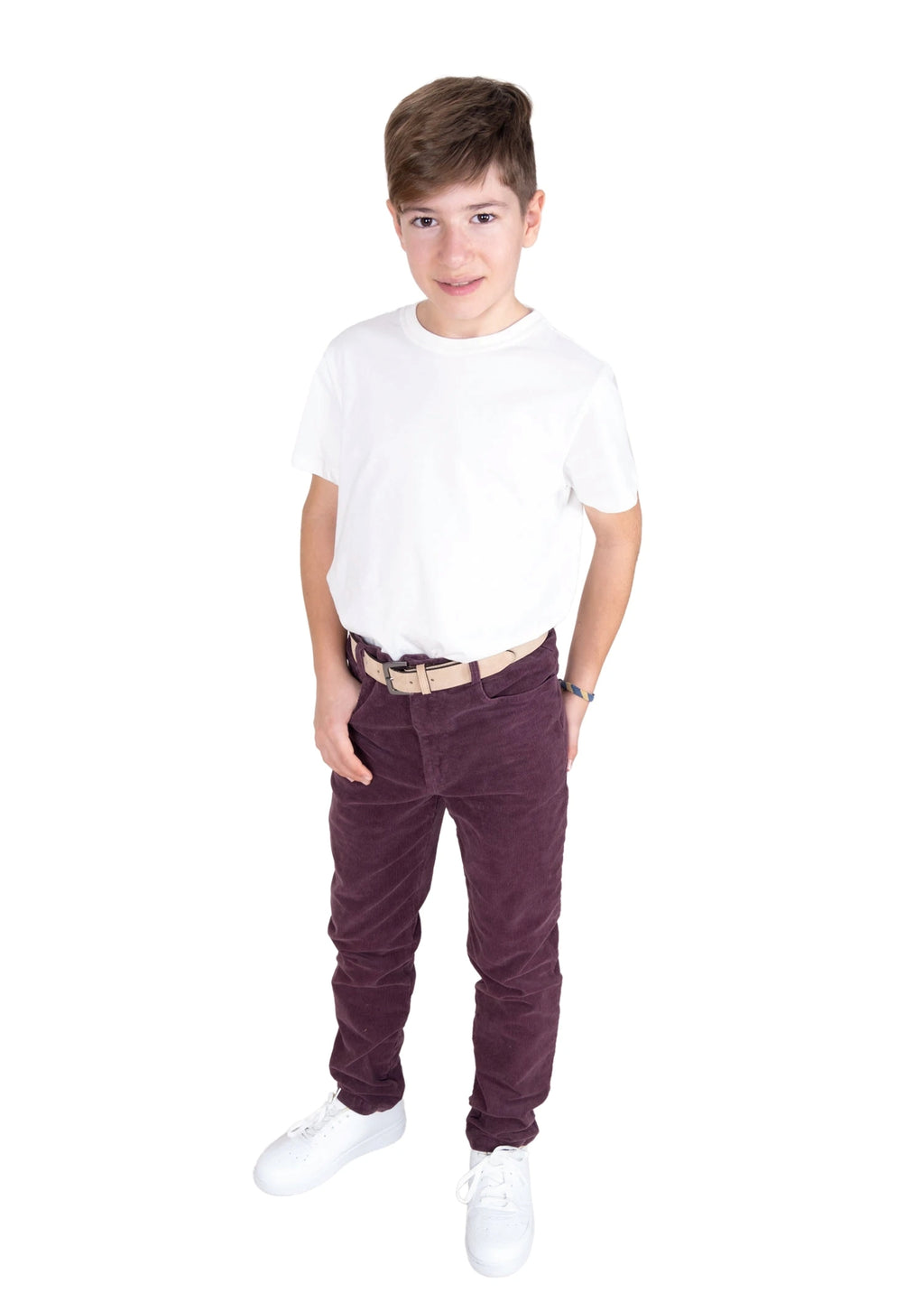 Fitilli Kadife Slim Kesim Mor Kışlık Unisex Çocuk Pantolon