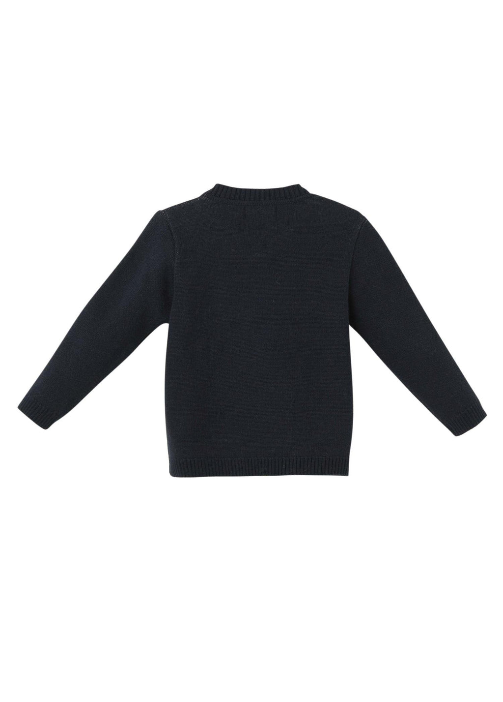 Organik Pamuk Lacivert Penguen Desenli Triko Bebek Kazak