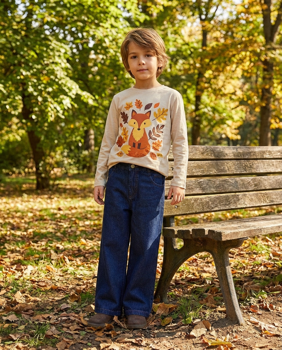 Ozmoz erkek çocuk lacivert wide leg denim pantolon park sonbahar lifestyle