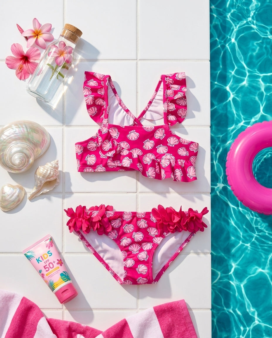 Mayoral 3714 Kız Çocuk Fırfırlı Deniz Kabuğu Bikini