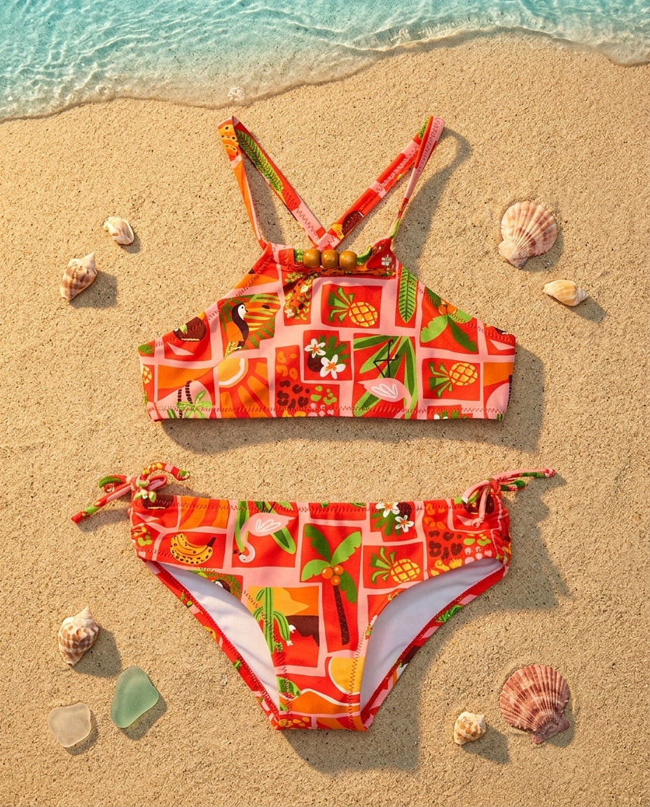 Mayoral 3715 Kız Çocuk Hawaian Boncuklu Bikini