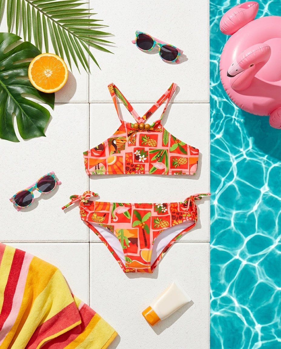 Mayoral 3715 Kız Çocuk Hawaian Boncuklu Bikini