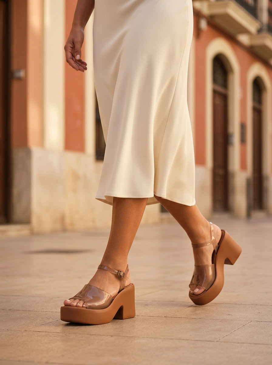 Melissa Lina Kahverengi Kadın Platform Sandalet | 37-42 Numara | Melflex® | İkonik Kokulu