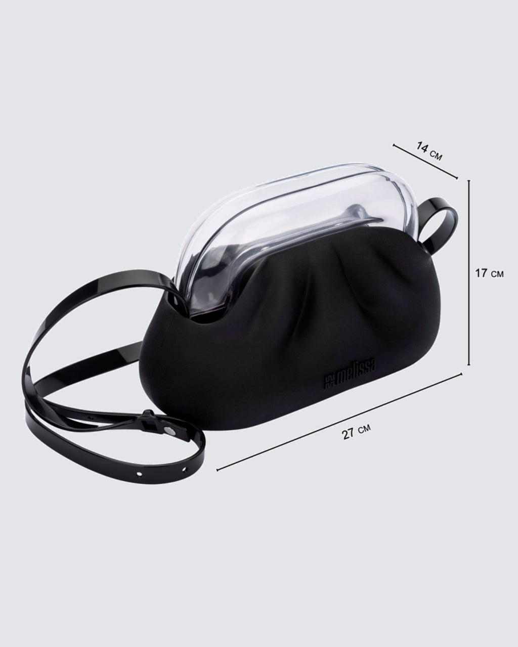 Melissa Glass Bag ölçüleri 27x17 cm siyah tasarım çanta boyutları