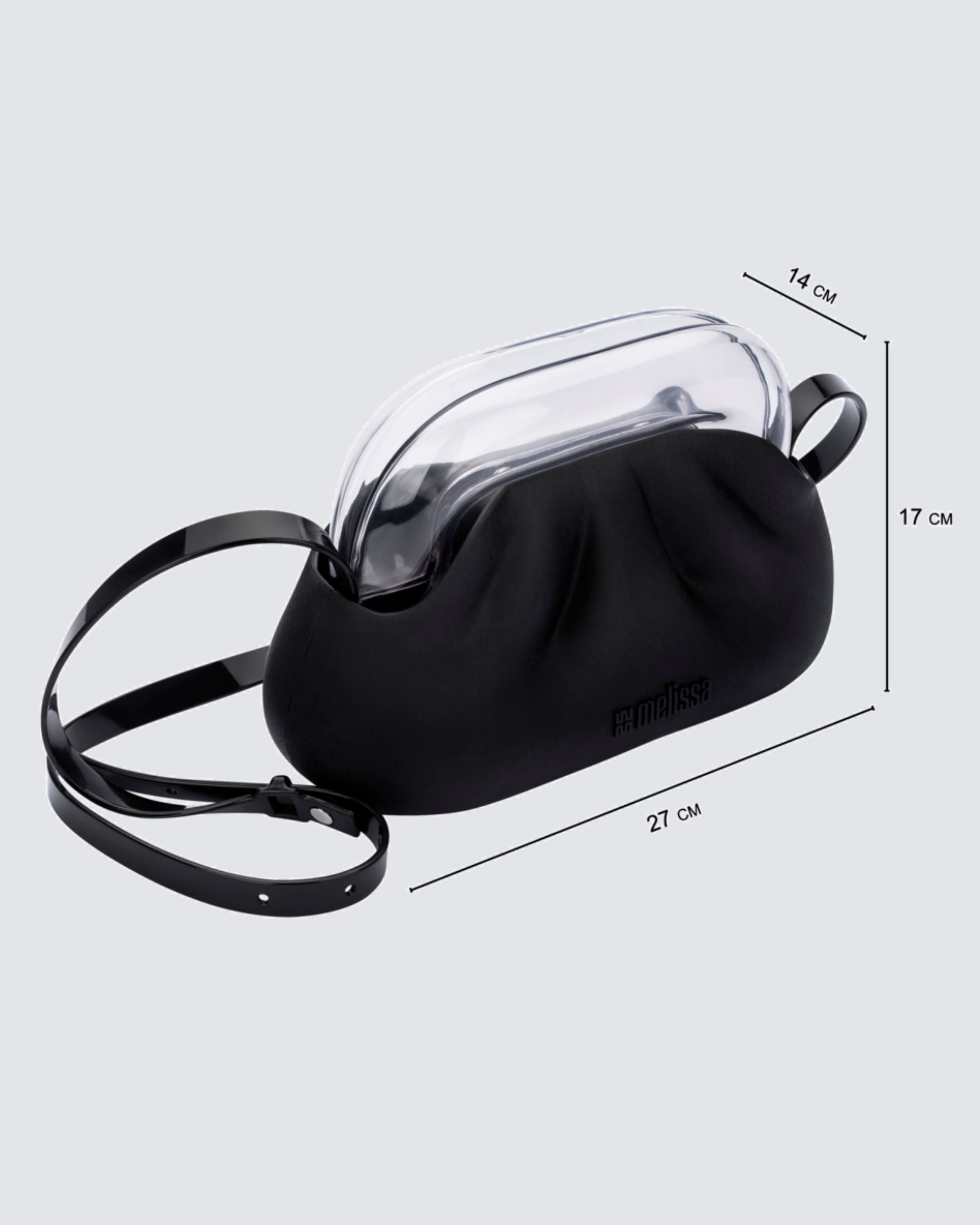 Melissa Glass Bag ölçüleri 27x17 cm siyah tasarım çanta boyutları