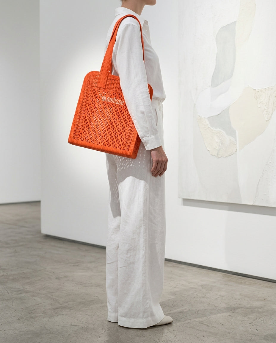 Melissa Harper Bag Turuncu – Vegan Tote Çanta | Monogram Doku | Melflex™