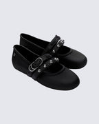 Melissa Soft Ballerina Studs siyah - vegan kadın babet metal stud detay önden görünüm