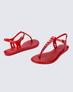 Melissa Solar Boho kırmızı kadın yazlık parmak arası sandalet çift fotoğrafı