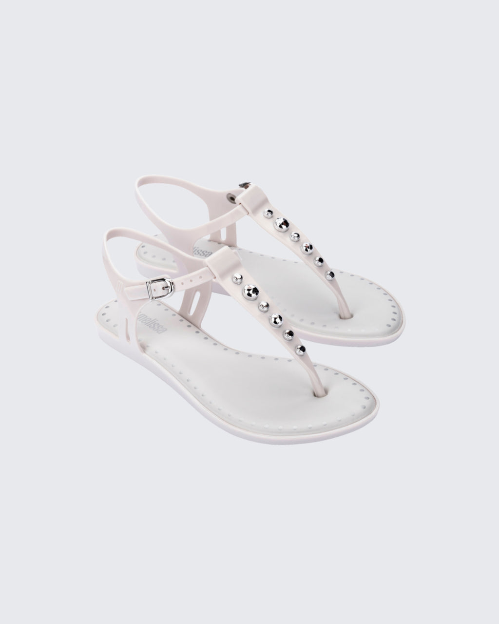Minimalist ve şık tasarımlı orijinal Melflex Melissa Solar Boho beyaz kadın sandalet çapraz görünüm