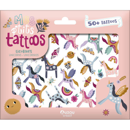 Tek Boynuzlu At Temalı Geçici Dövme Seti – 50+ Parça | Mes P’tits Tattoos – Licornes