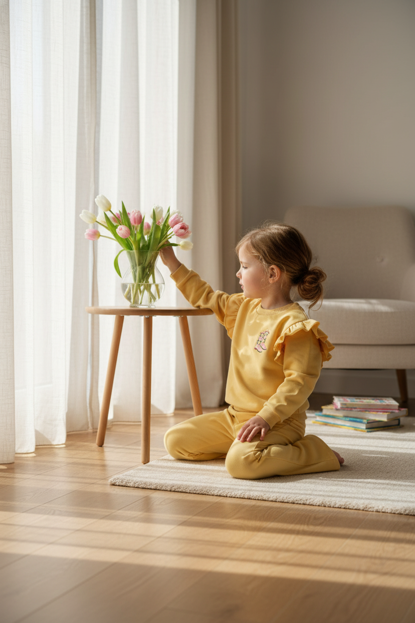 Fırfır Detaylı Sweatshirt - Açık Sarı