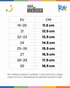 Mini Melissa bebek ve çocuk ayakkabısı numara ve cm beden tablosu