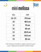 mini melissa black tortoise fiyonk detaylı kız çocuk ayakkabı beden tablosu