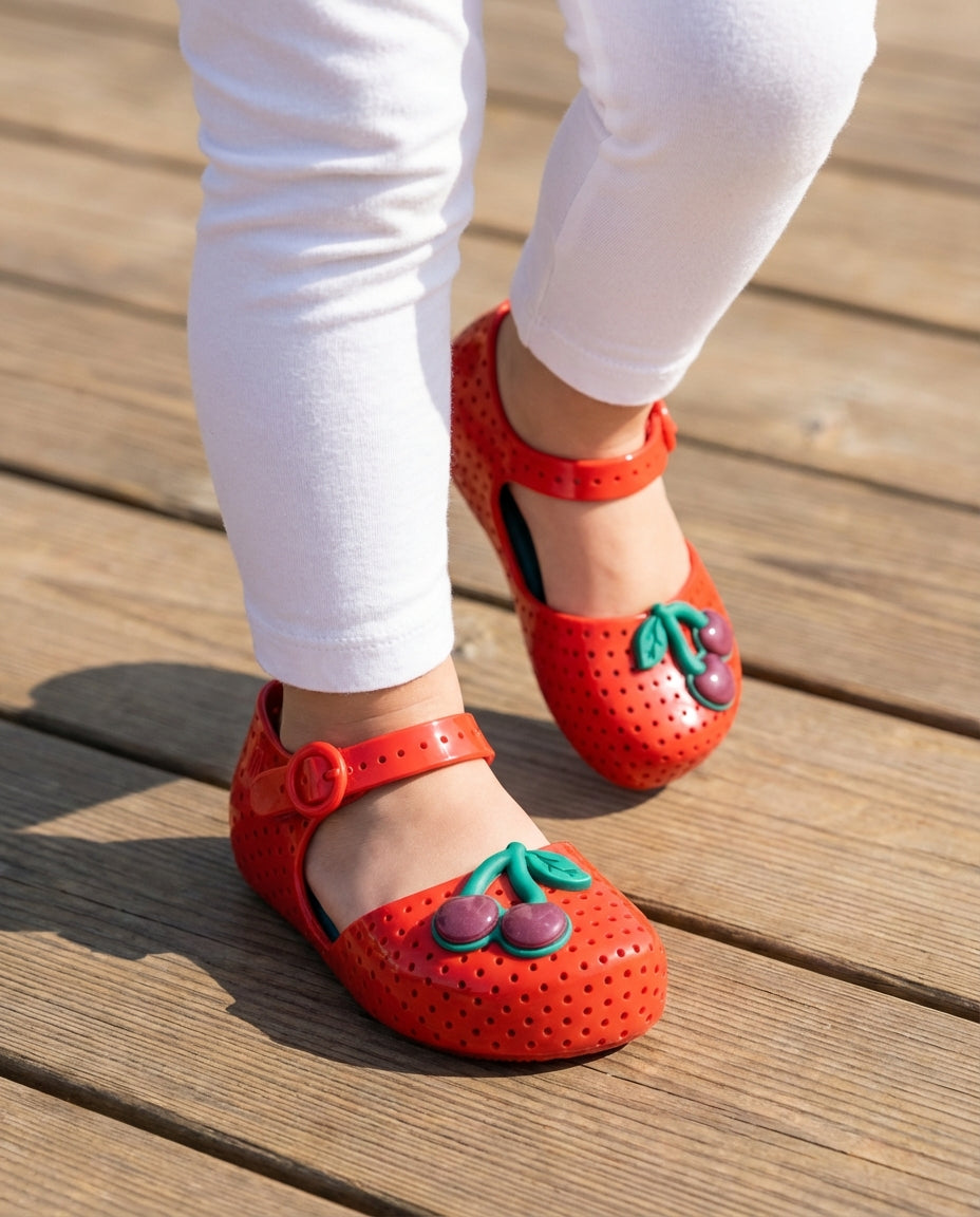 Mini Melissa Furadinha Kirazlı Çocuk Ayakkabı | Ücretsiz Kargo