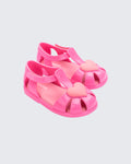 Mini Melissa Hip Heart Ballerina pembe 3D kalp detaylı kız çocuk sandalet, Melflex ikonik kokulu klasik yaz modeli